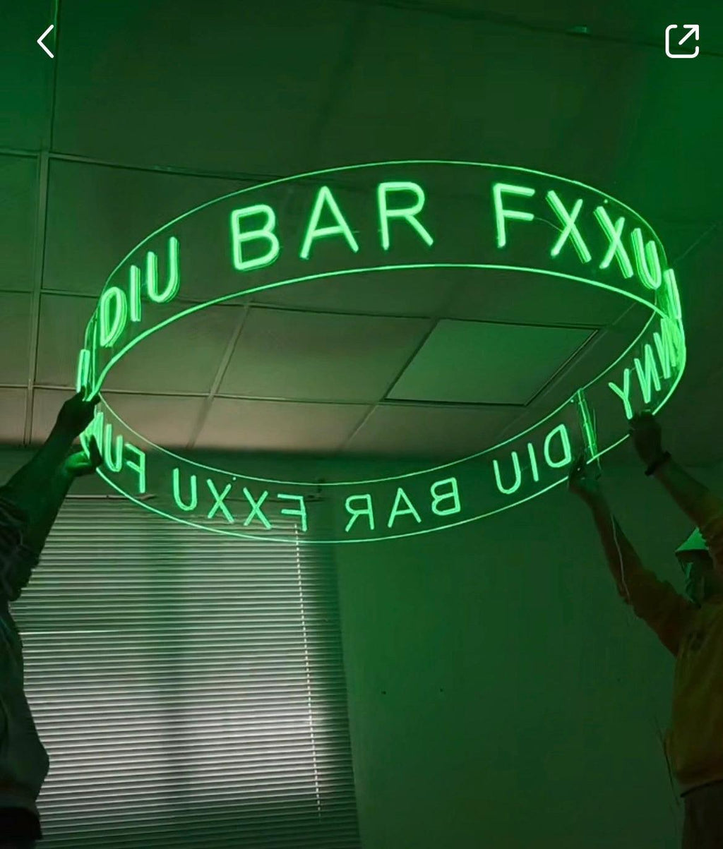 Customized Round Acrylic Hanging Space LED neon sign by NeonCS
