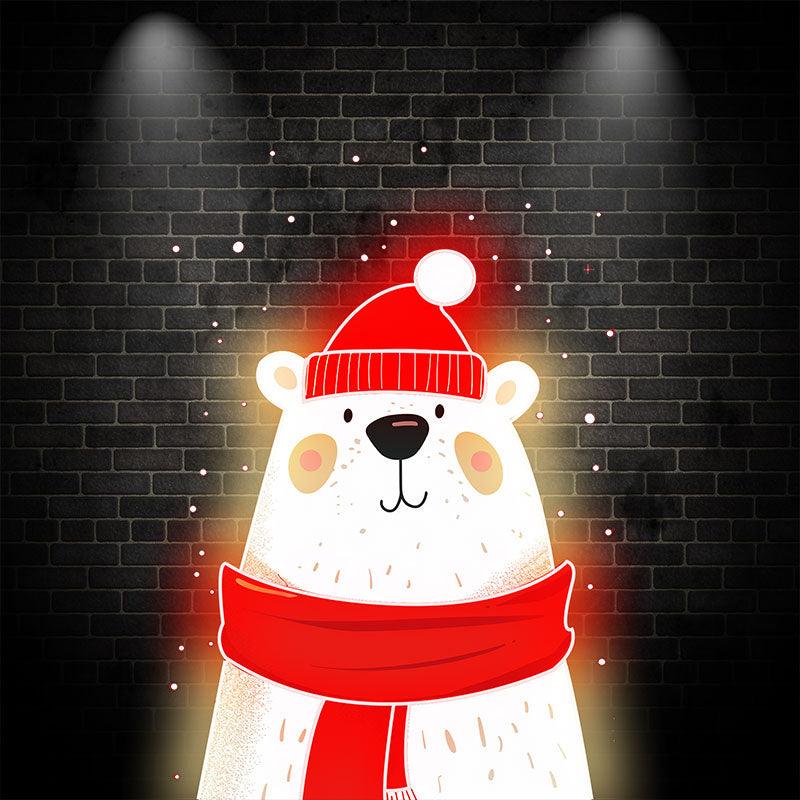 Cute Festive Christmas Bear - Wearing LED neon sign by NeonCS