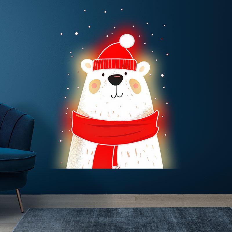 Cute Festive Christmas Bear - Wearing LED neon sign product image