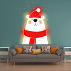 Cute Festive Christmas Bear - Wearing LED neon sign product image