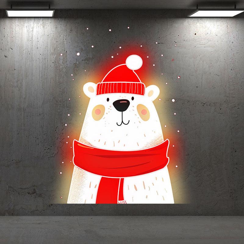 Cute Festive Christmas Bear - Wearing LED neon sign product image