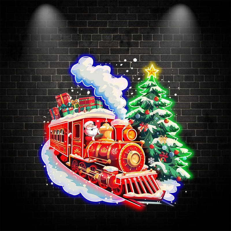 Santa Claus Red Train - Filled with LED neon sign by NeonCS