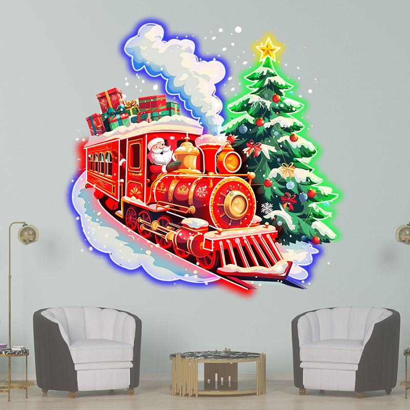Santa Claus Red Train - Filled with LED neon sign product image