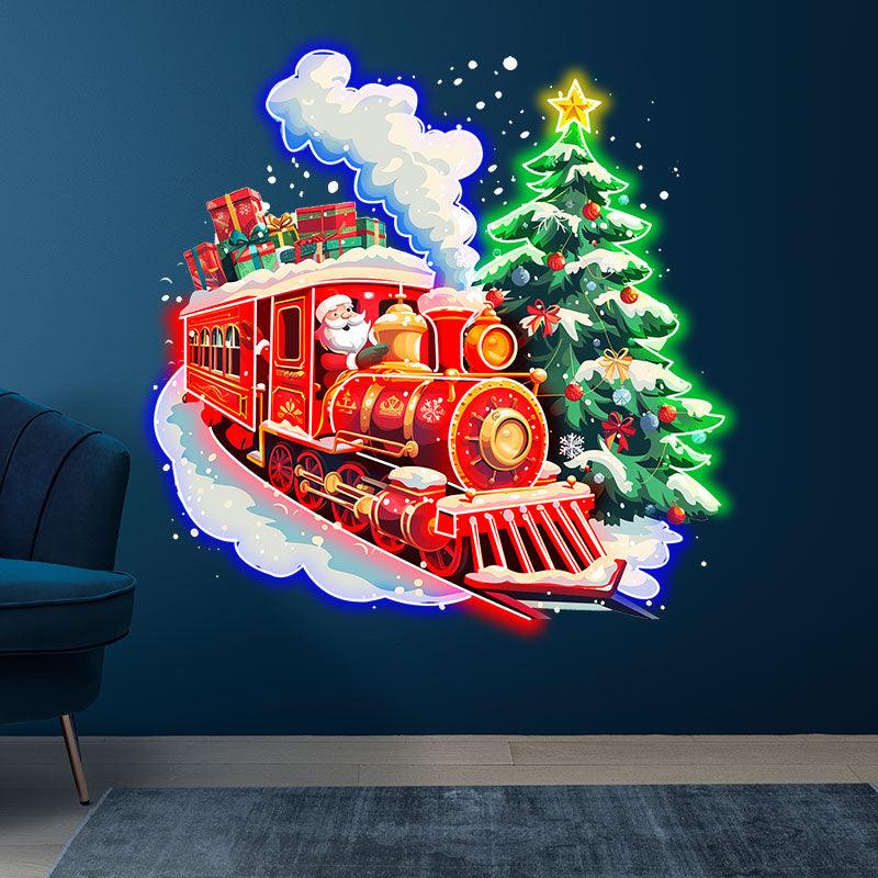 Santa Claus Red Train - Filled with LED neon sign product image