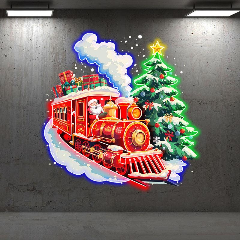 Santa Claus Red Train - Filled with LED neon sign product image