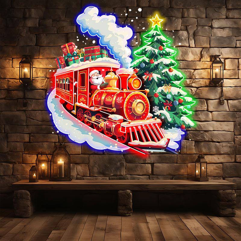 Santa Claus Red Train - Filled with LED neon sign product image