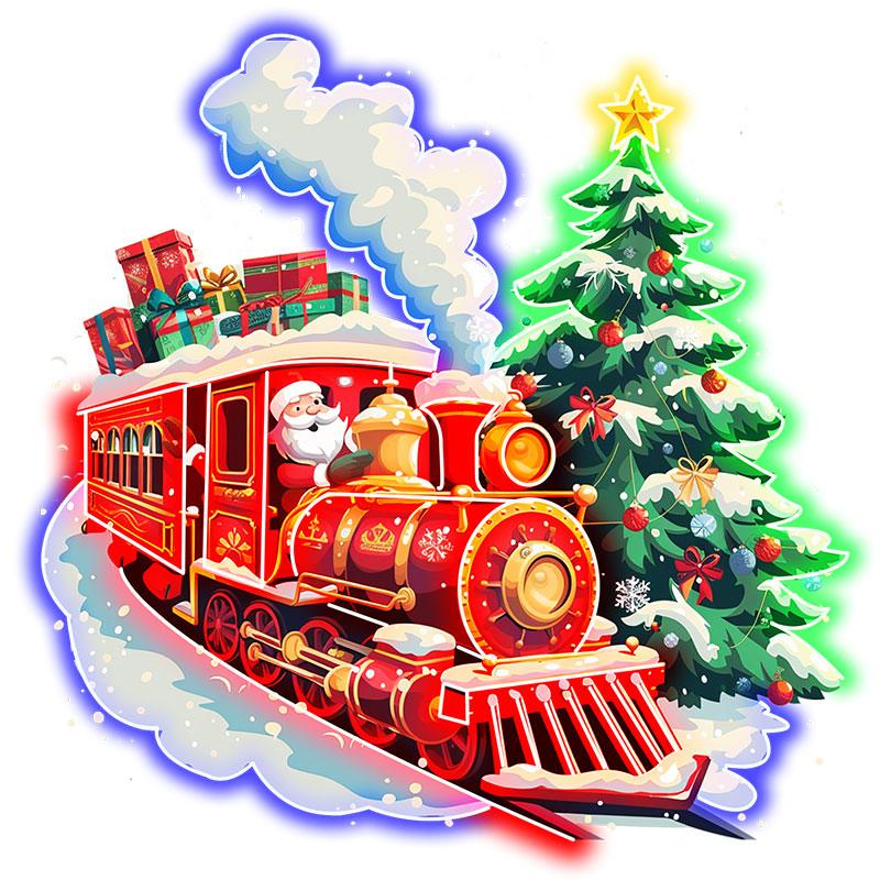 Santa Claus Red Train - Filled with LED neon sign product image