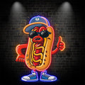 Stylish Hot Dogs: Wear Hats Shoes and LED neon sign by NeonCS