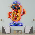 Stylish Hot Dogs: Wear Hats Shoes and LED neon sign product image