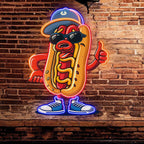 Stylish Hot Dogs: Wear Hats Shoes and LED neon sign product image