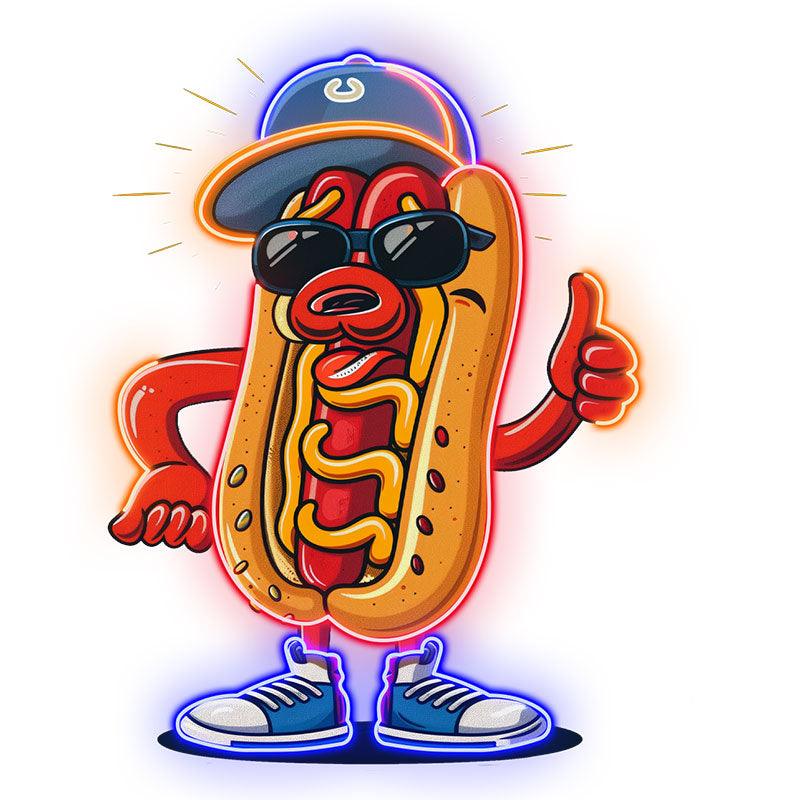 Stylish Hot Dogs: Wear Hats Shoes and LED neon sign product image
