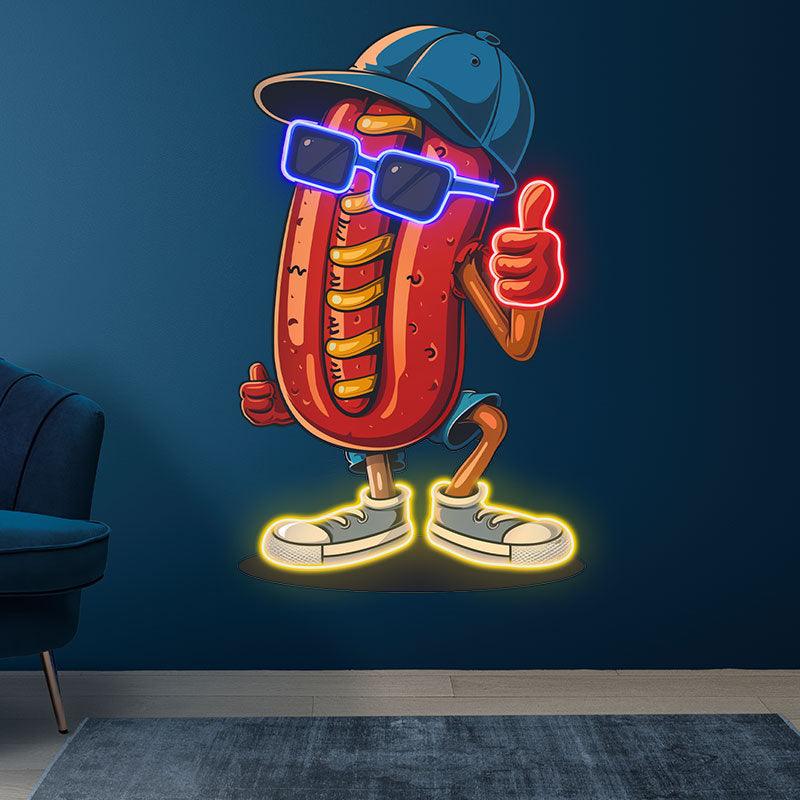 Cool Hot Dogs: Wearing Hats Sunglasses LED neon sign product image