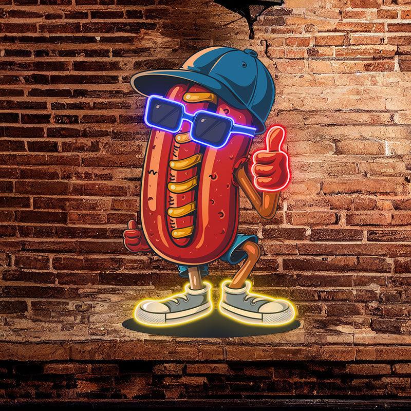Cool Hot Dogs: Wearing Hats Sunglasses LED neon sign product image