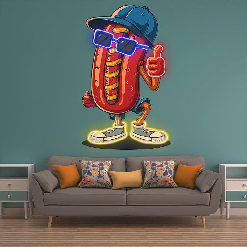 Cool Hot Dogs: Wearing Hats Sunglasses LED neon sign product image