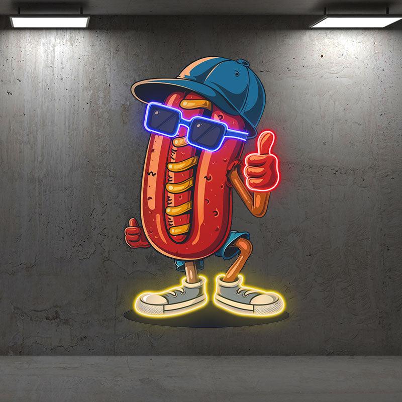Cool Hot Dogs: Wearing Hats Sunglasses LED neon sign product image