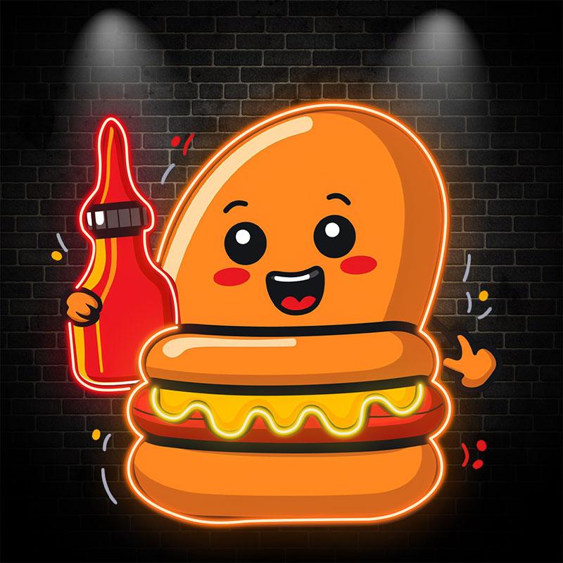Happy Burger: Holding the Ketchup and LED neon sign by NeonCS