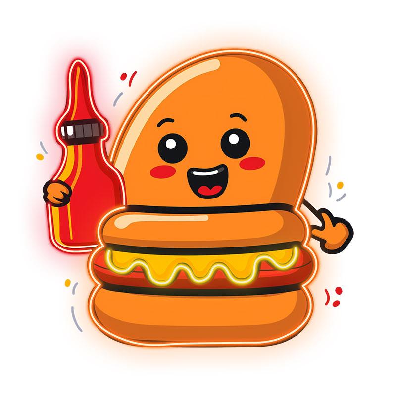 Happy Burger: Holding the Ketchup and LED neon sign product image