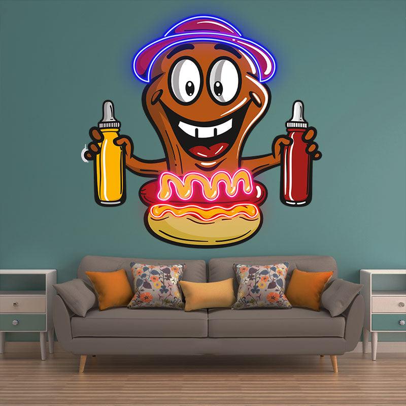 Hot Dog Buddy: Happy and Ready for a LED neon sign product image