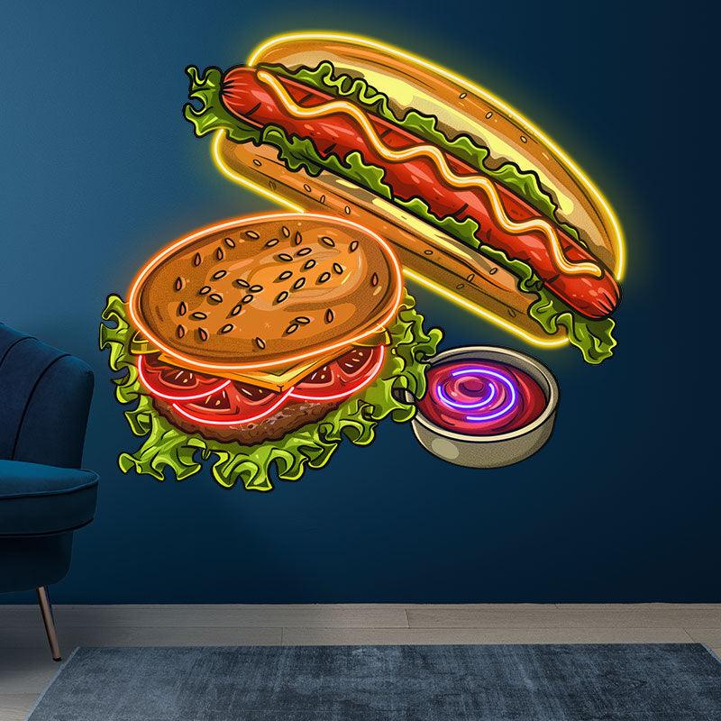 Creative Hot Dog Burger - a Delicious LED neon sign product image