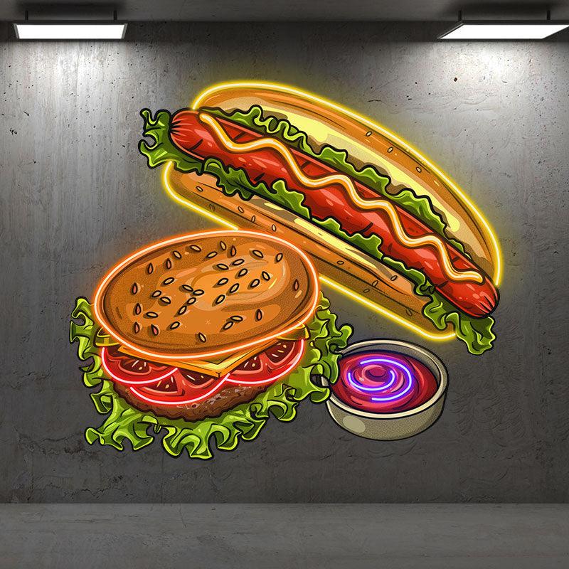 Creative Hot Dog Burger - a Delicious LED neon sign product image