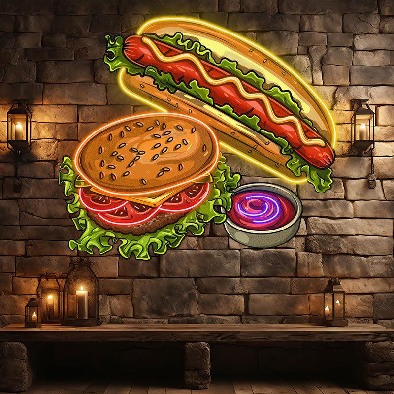Creative Hot Dog Burger - a Delicious LED neon sign product image