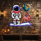 Astronaut Space - with American Flag & LED neon sign product image