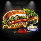 Bountiful Burger Feast - Hot Dogs and LED neon sign by NeonCS