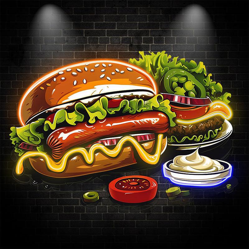 Bountiful Burger Feast - Hot Dogs and LED neon sign by NeonCS