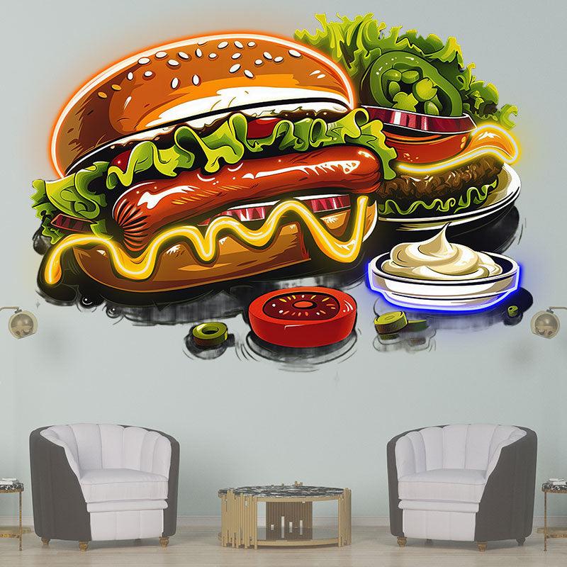 Bountiful Burger Feast - Hot Dogs and LED neon sign product image