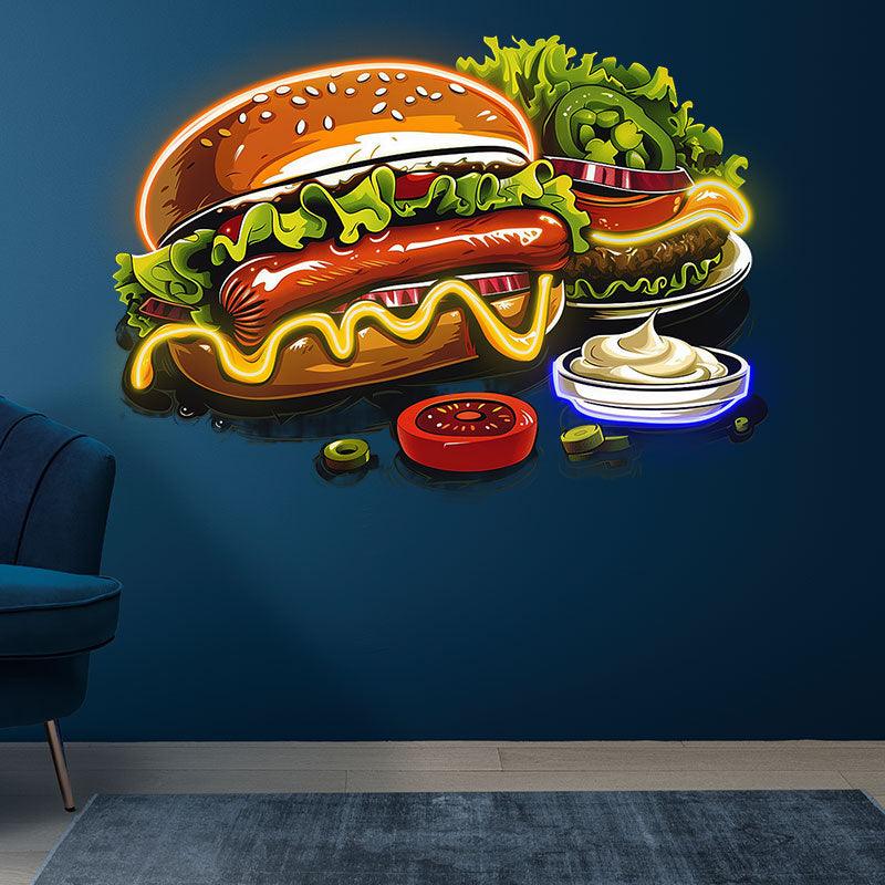 Bountiful Burger Feast - Hot Dogs and LED neon sign product image