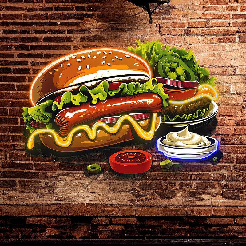 Bountiful Burger Feast - Hot Dogs and LED neon sign product image