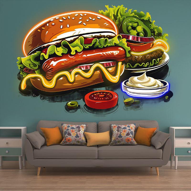 Bountiful Burger Feast - Hot Dogs and LED neon sign product image