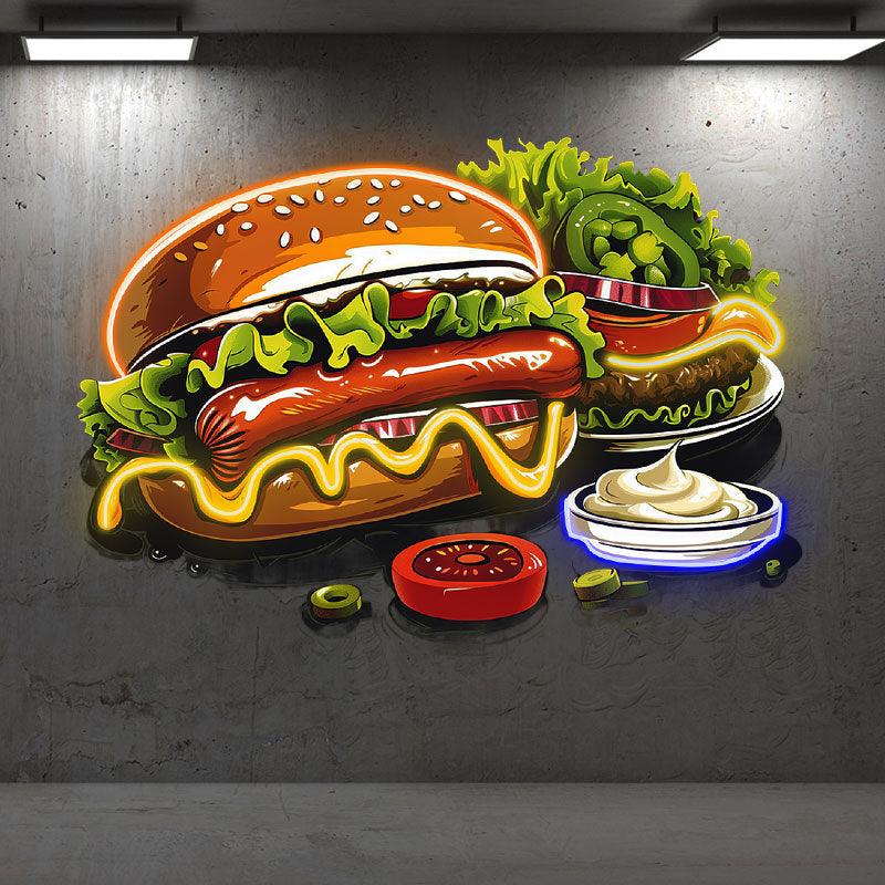 Bountiful Burger Feast - Hot Dogs and LED neon sign product image