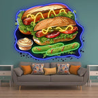 Tasty Burger - Double Hot Dogs with LED neon sign product image