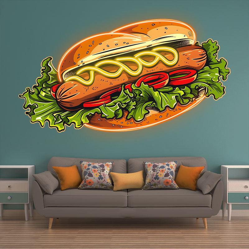 Creative Big Hamburger Hot Dog LED neon sign product image