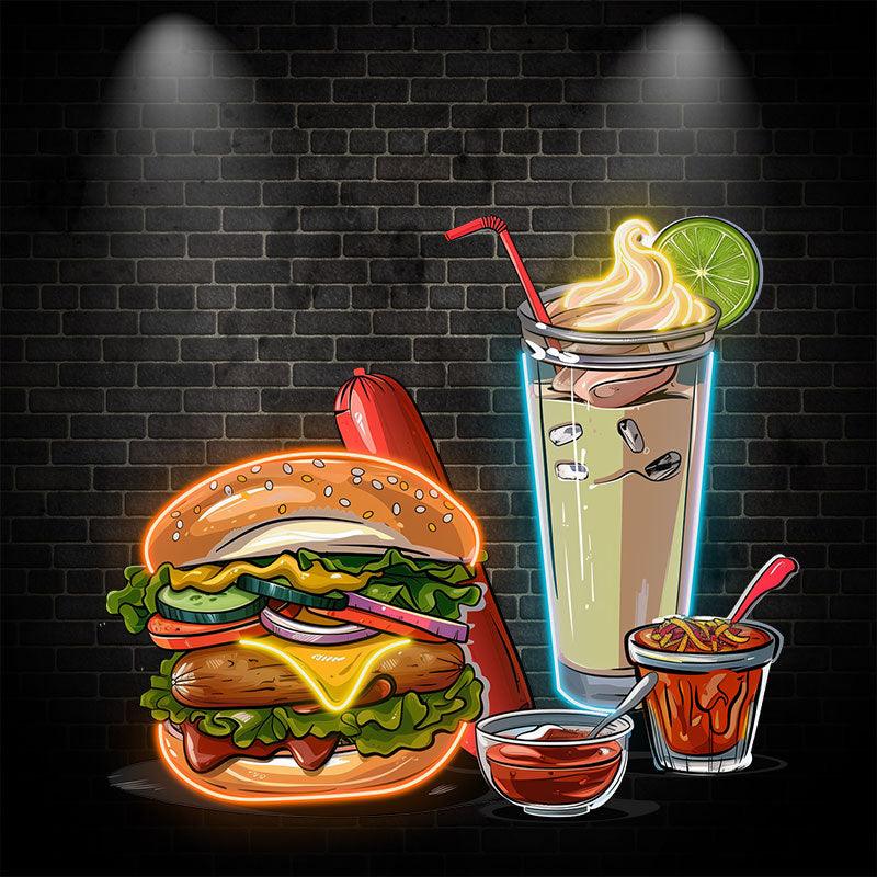Creative Hamburger Holder Hot Dog Ice LED neon sign by NeonCS