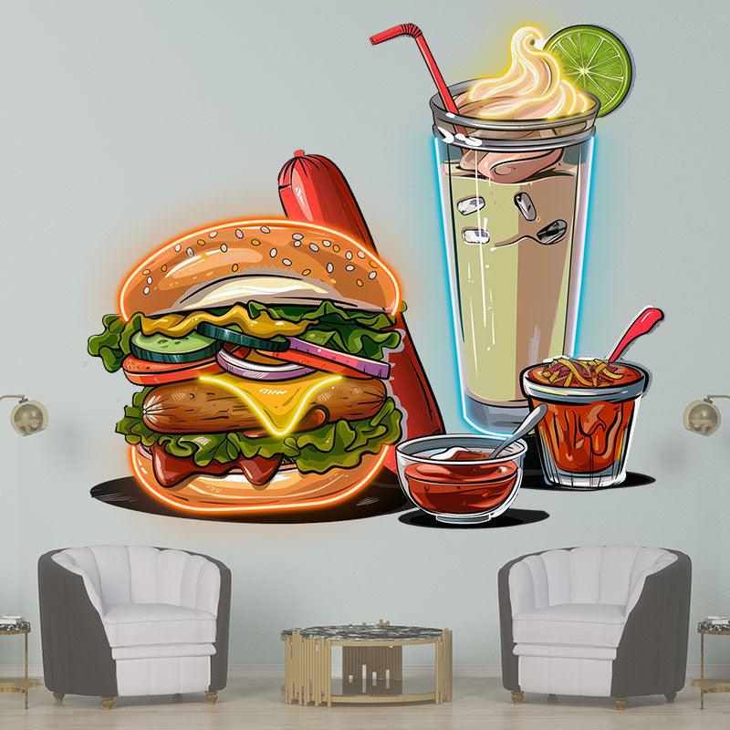 Creative Hamburger Holder Hot Dog Ice LED neon sign product image
