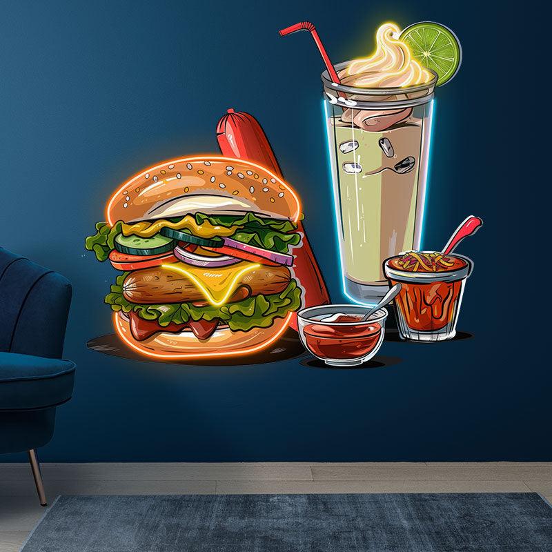 Creative Hamburger Holder Hot Dog Ice LED neon sign product image