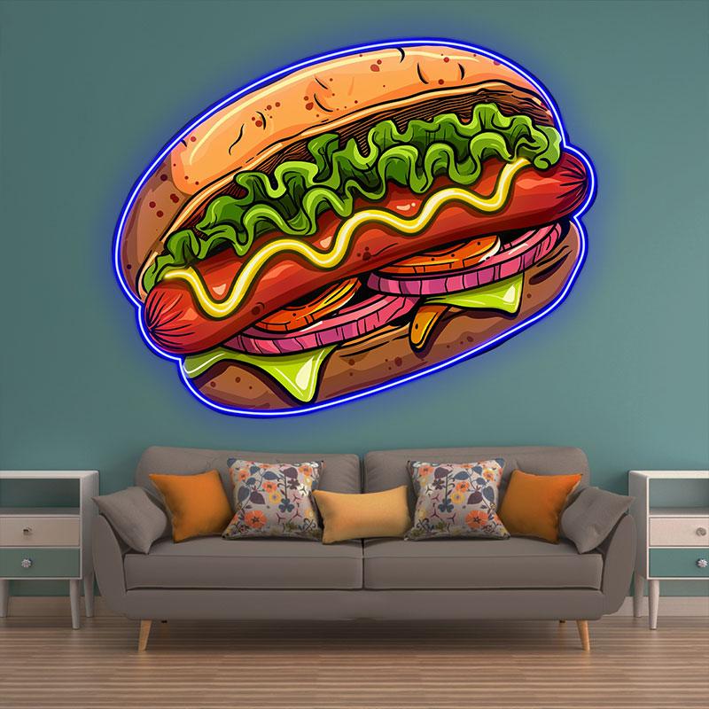Creative Hamburger Clip Hot Dog LED neon sign product image