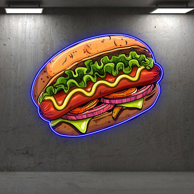 Creative Hamburger Clip Hot Dog LED neon sign product image