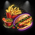 Tasty Set Burger Fries & Ice Cream LED neon sign by NeonCS
