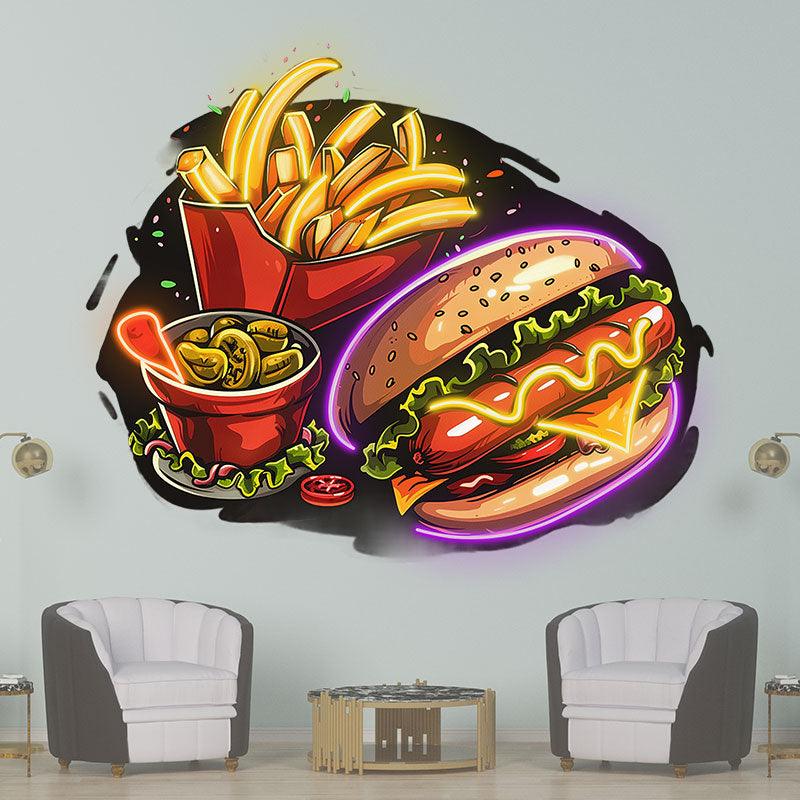 Tasty Set Burger Fries & Ice Cream LED neon sign product image
