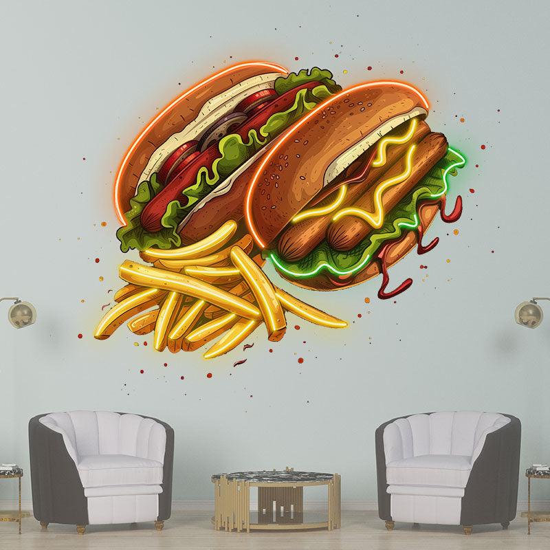 Double Burger Bash Two Burgers + Fries LED neon sign product image