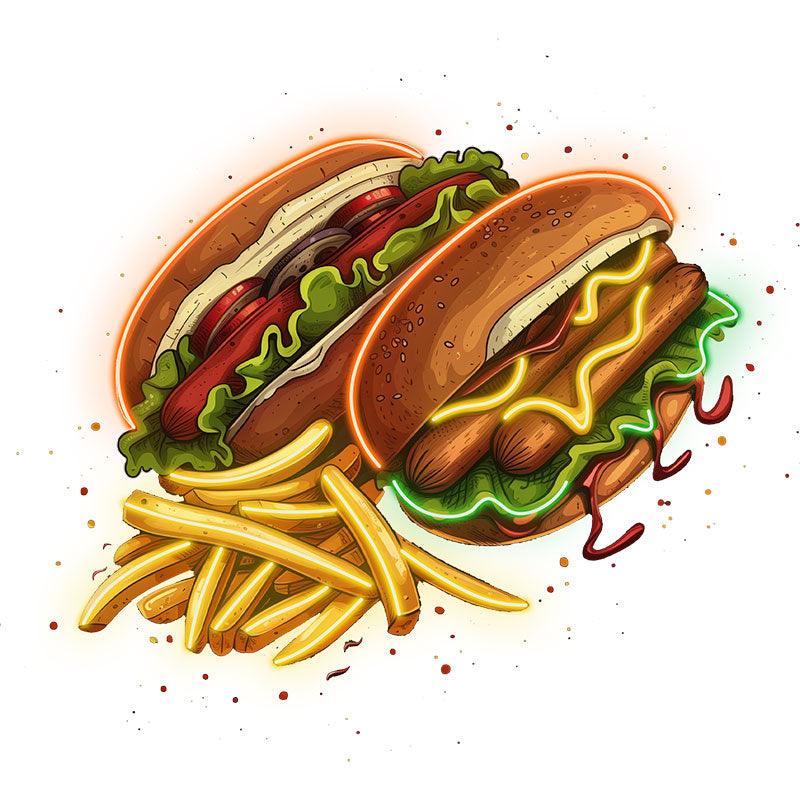 Double Burger Bash Two Burgers + Fries LED neon sign product image