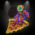Space Pizza Party Astronauts Sitting LED neon sign by NeonCS
