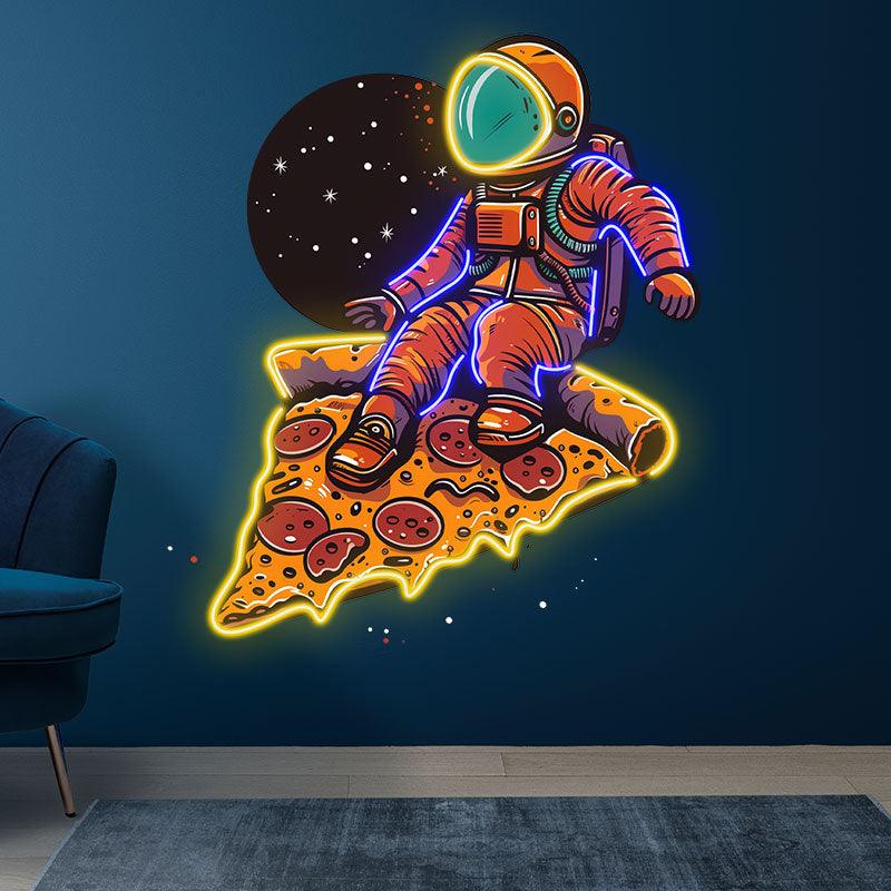Space Pizza Party Astronauts Sitting LED neon sign product image