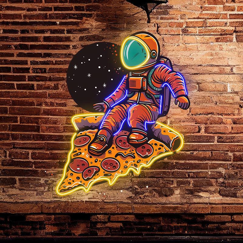 Space Pizza Party Astronauts Sitting LED neon sign product image