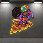 Space Pizza Party Astronauts Sitting LED neon sign product image