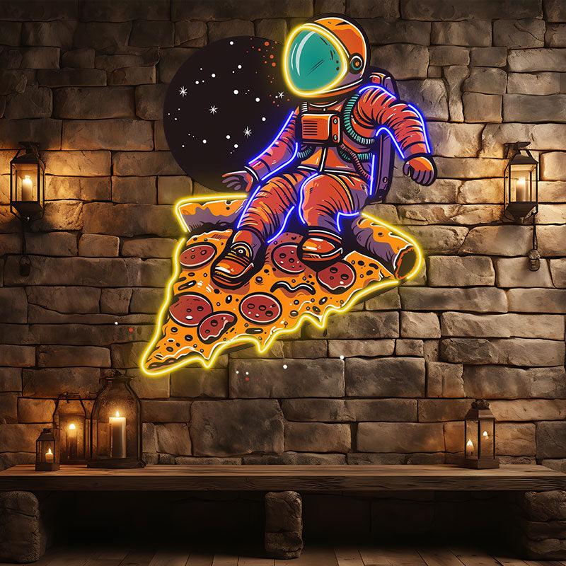 Space Pizza Party Astronauts Sitting LED neon sign product image