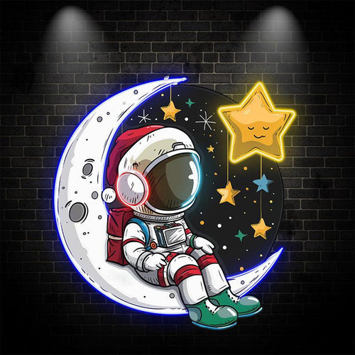 Christmas Eve on the Moon: Astronauts LED neon sign by NeonCS